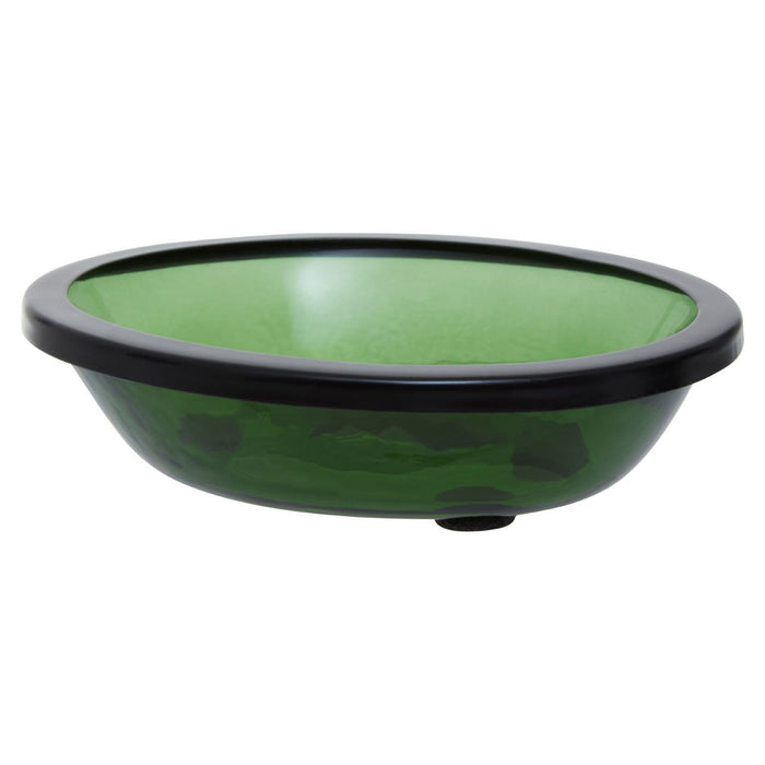 Green Glass and Black Metal Bathroom Soap Dish