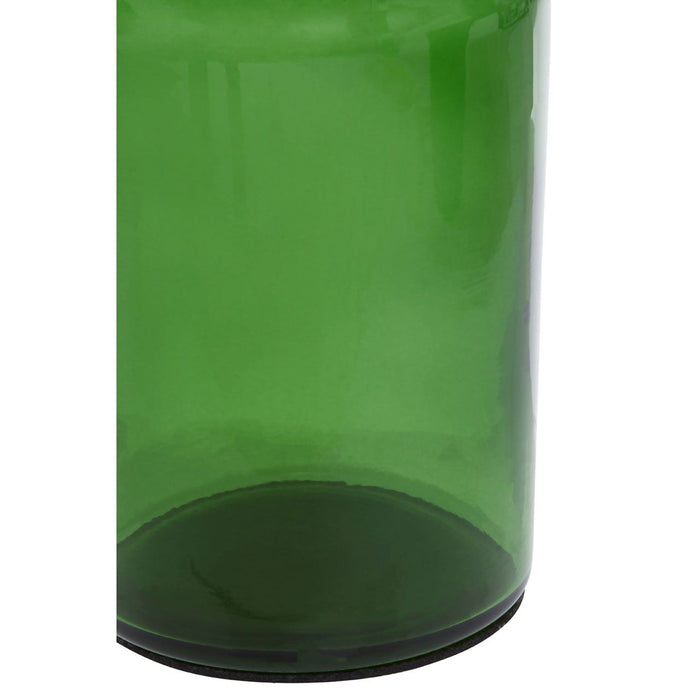 Green Glass and Black Metal Bathroom Toothbrush Holder