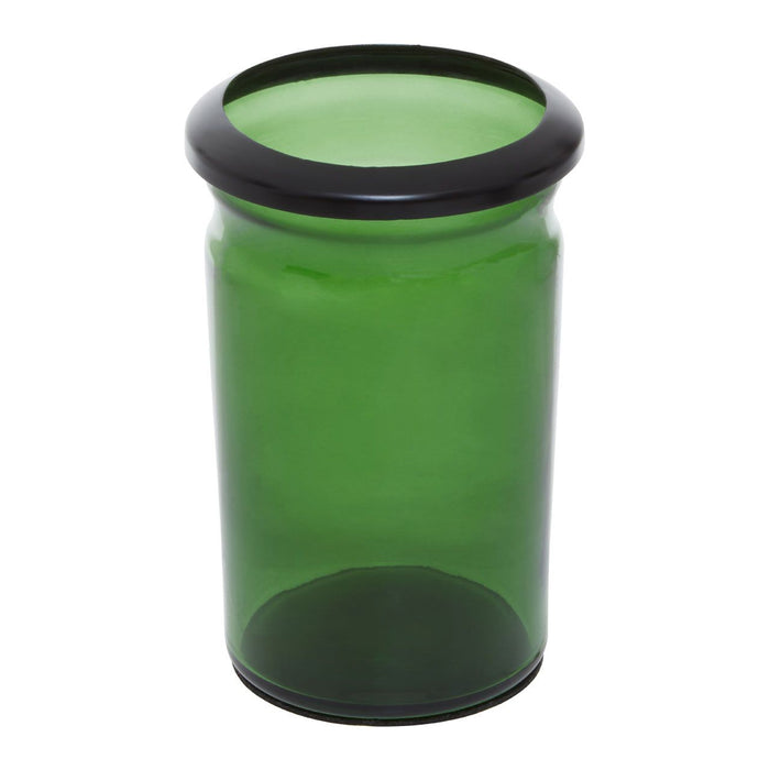 Green Glass and Black Metal Bathroom Tumbler