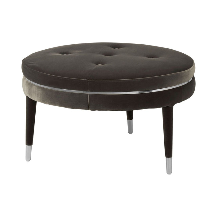 Grey/Black Velvet Footstool