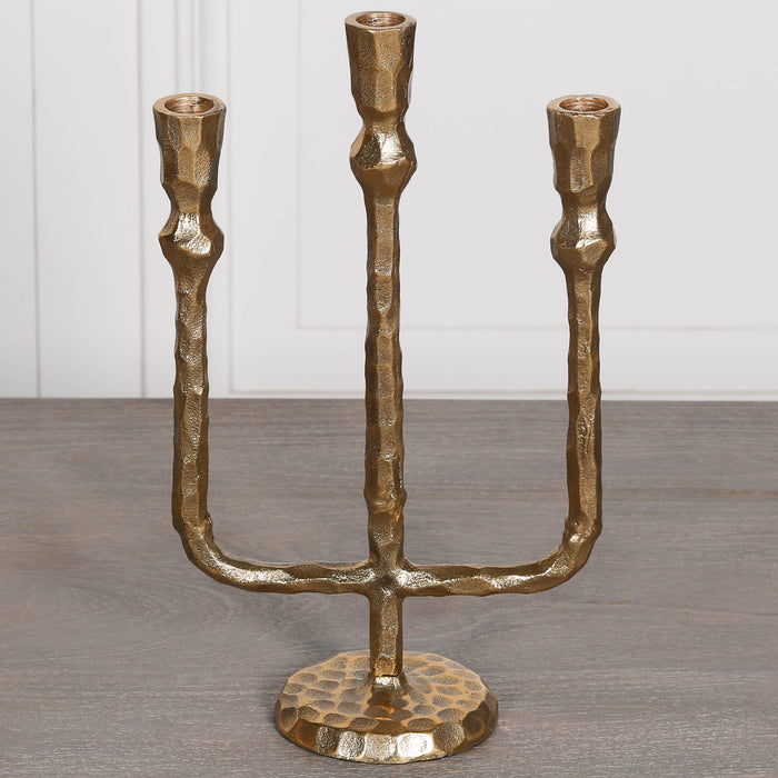 Brass Plated Candle Holder 35cm