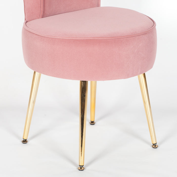 Pink Velvet Bedroom Chair with Gold Legs - Modern Home Interiors