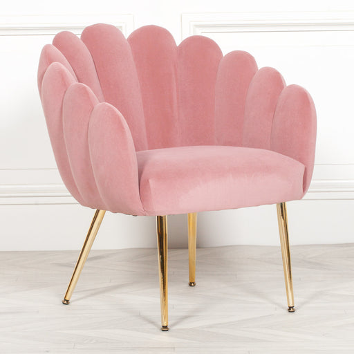 Deco Pink Velvet Accent/ Dining Chair with Gold Legs - Modern Home Interiors