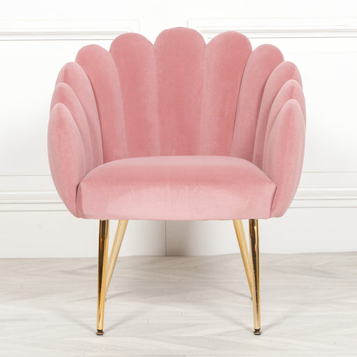 Deco Pink Velvet Accent/ Dining Chair with Gold Legs - Modern Home Interiors