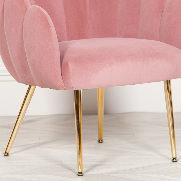 Deco Pink Velvet Accent/ Dining Chair with Gold Legs - Modern Home Interiors