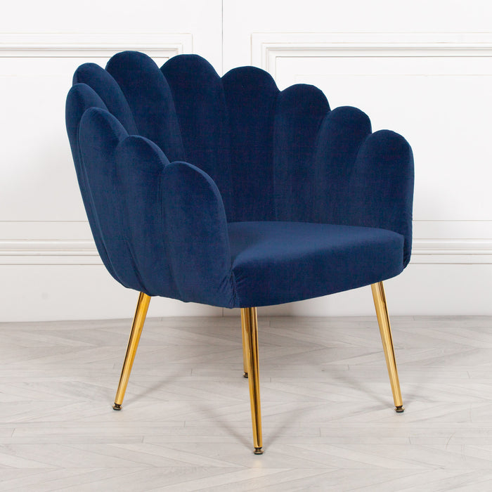 Deco Blue Velvet Accent/ Dining Chair with Gold Legs - Modern Home Interiors