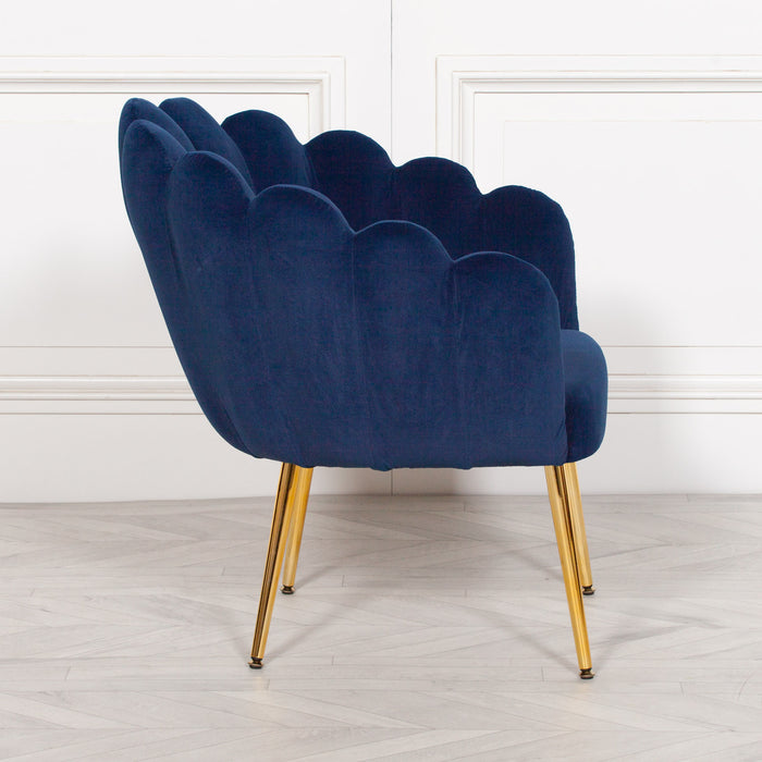 Deco Blue Velvet Accent/ Dining Chair with Gold Legs - Modern Home Interiors