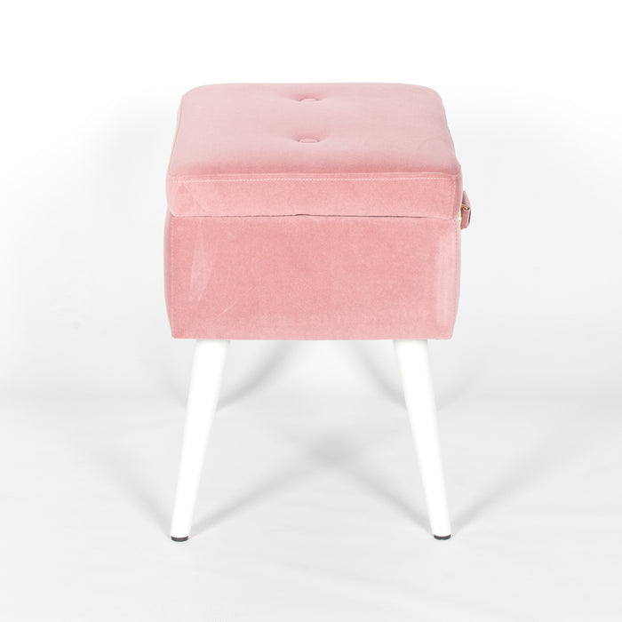 Chic Pink Suitcase Stool with White Legs - Modern Home Interiors