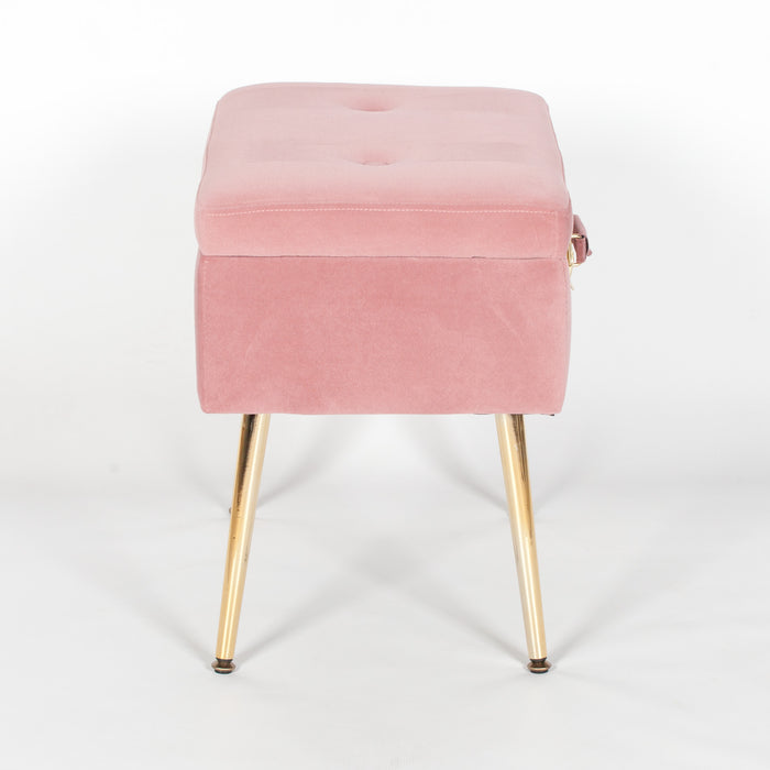 Chic Pink Suitcase Stool with Gold Legs - Modern Home Interiors