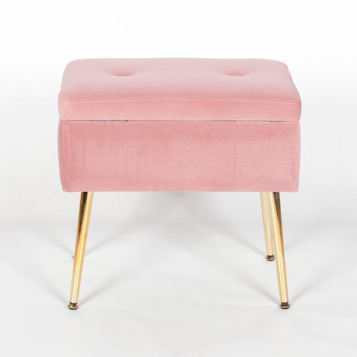 Chic Pink Suitcase Stool with Gold Legs - Modern Home Interiors