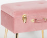 Chic Pink Suitcase Stool with Gold Legs - Modern Home Interiors