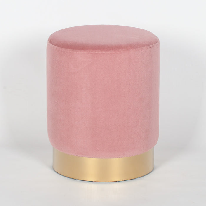 Pink Velvet and Gold Round Stool