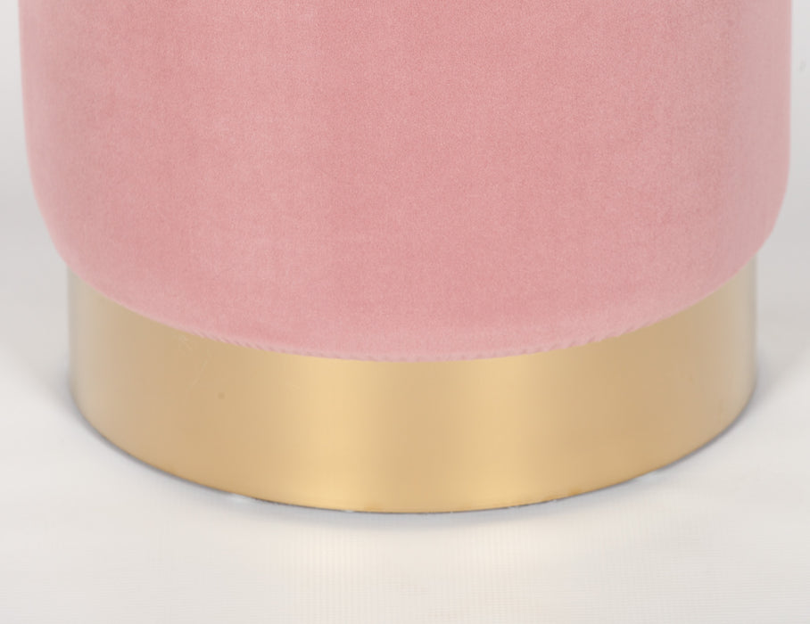 Pink Velvet and Gold Round Stool