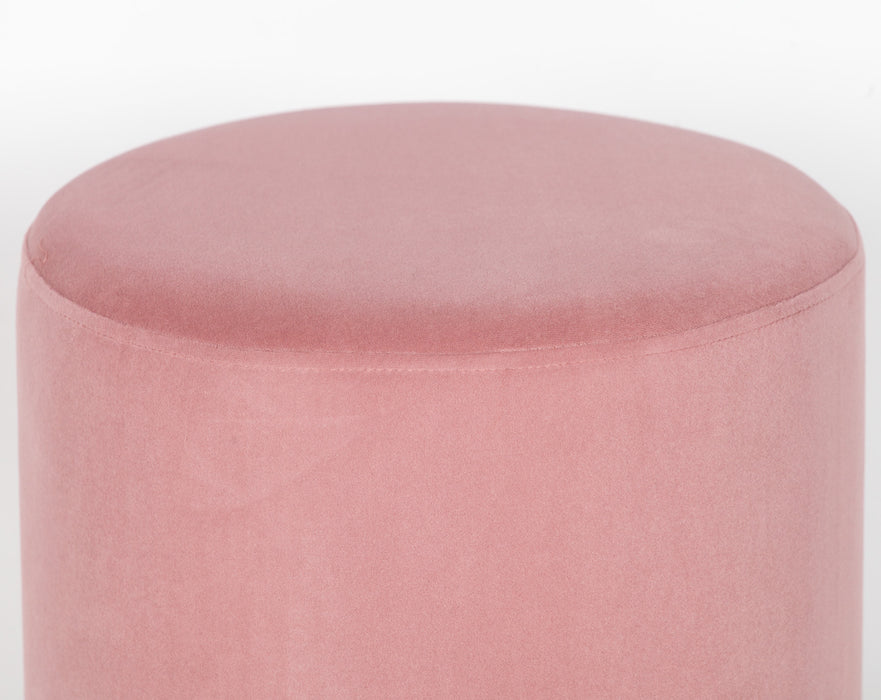 Pink Velvet and Gold Round Stool