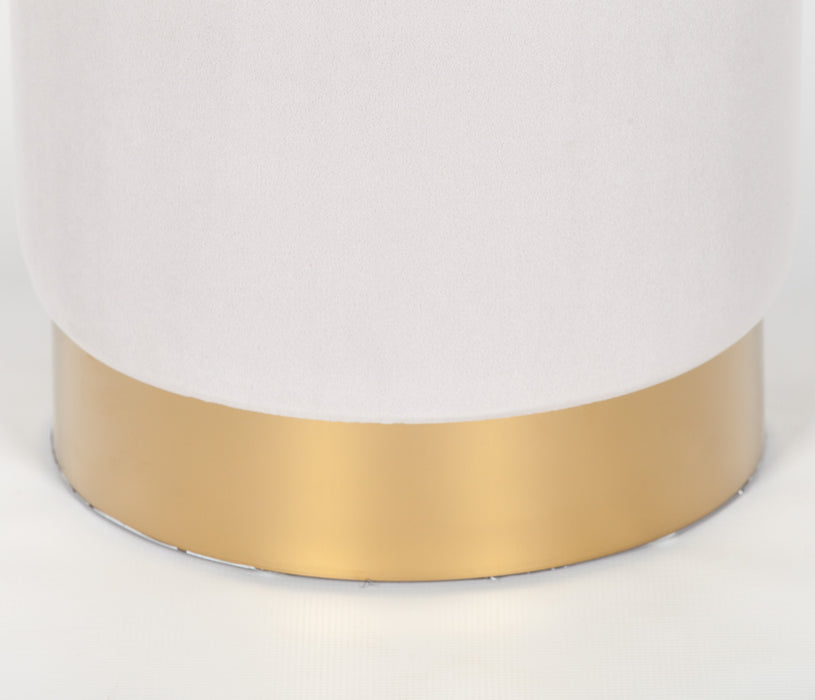 Light Grey Velvet and Gold Round Stool