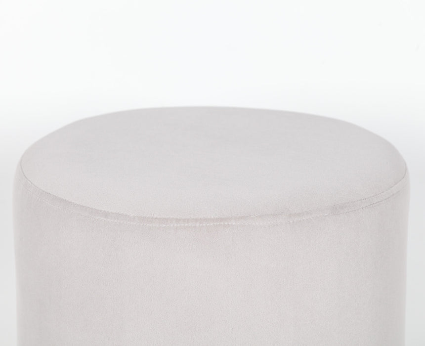 Light Grey Velvet and Gold Round Stool