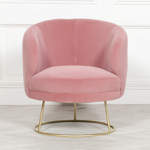 Deco Pink Velvet Armchair with Gold Legs - Modern Home Interiors