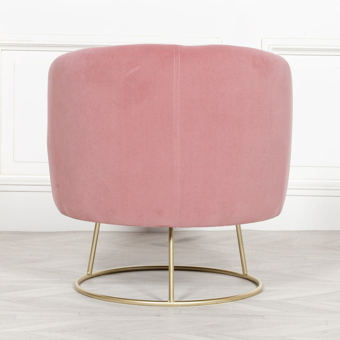 Deco Pink Velvet Armchair with Gold Legs - Modern Home Interiors