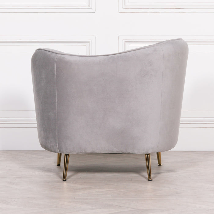 Grey Velvet Armchair With Cushion