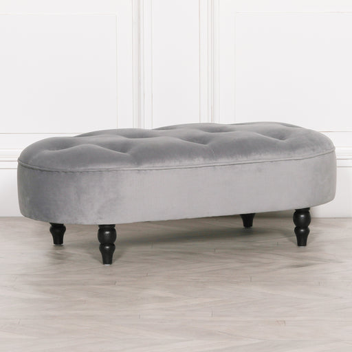 Grey Velvet Bench with Black Legs - Modern Home Interiors