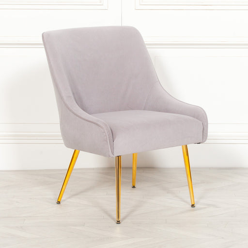 Grey Velvet Accent Chair with Gold Legs - Modern Home Interiors