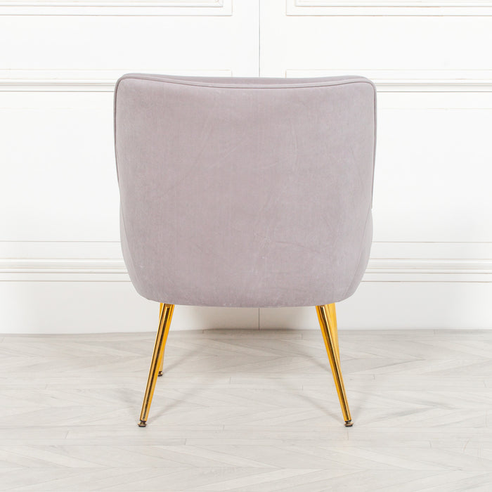 Grey Velvet Accent Chair with Gold Legs - Modern Home Interiors