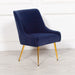 Blue Velvet Accent Chair with Gold Legs - Modern Home Interiors