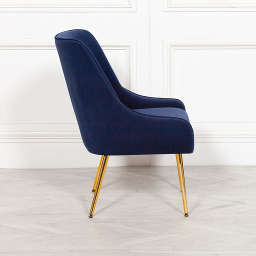 Blue Velvet Accent Chair with Gold Legs - Modern Home Interiors