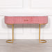 Deco Pink Upholstered Marble Dressing Table with Gold Legs - Modern Home Interiors