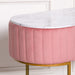 Deco Pink Upholstered Marble Dressing Table with Gold Legs - Modern Home Interiors