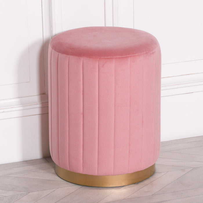 Deco Pink Upholstered Marble Dressing Table with Gold Legs - Modern Home Interiors