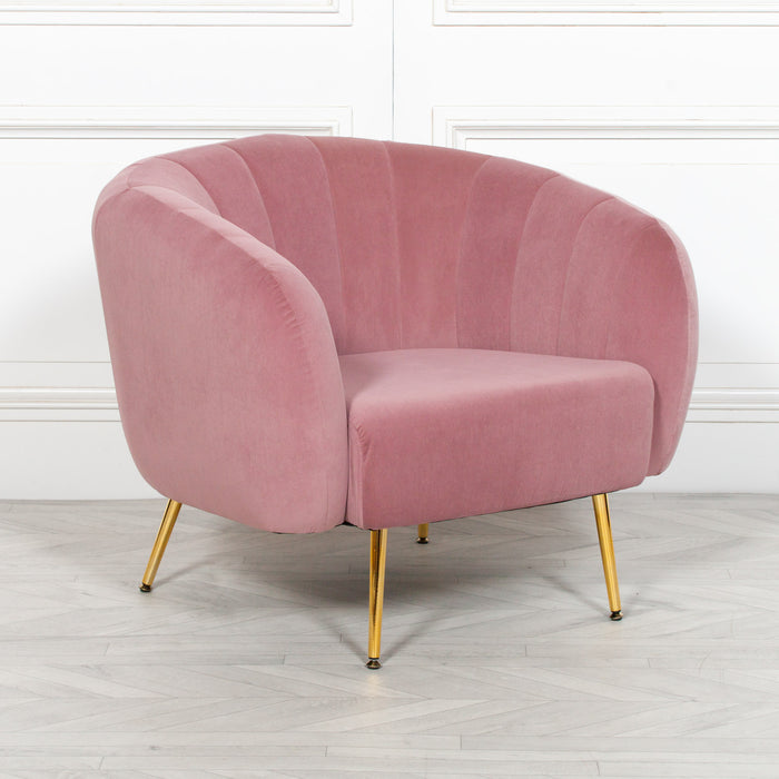 Pink Velvet Armchair with Gold Legs - Modern Home Interiors