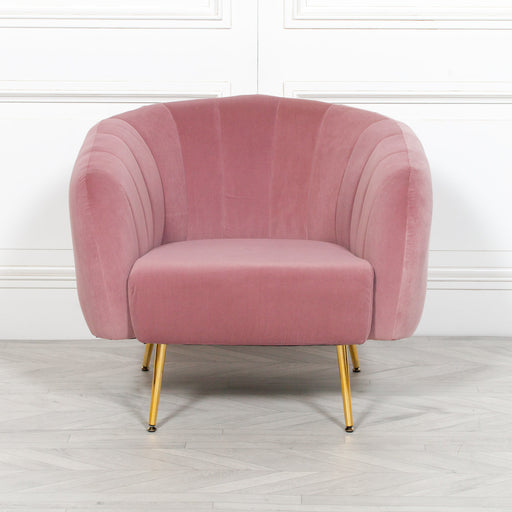 Pink Velvet Armchair with Gold Legs - Modern Home Interiors