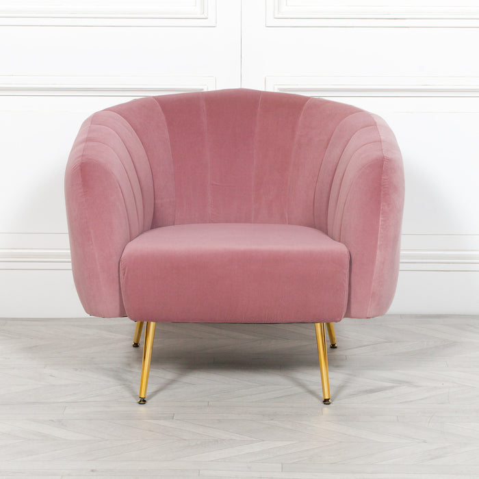 Pink Velvet Armchair with Gold Legs - Modern Home Interiors