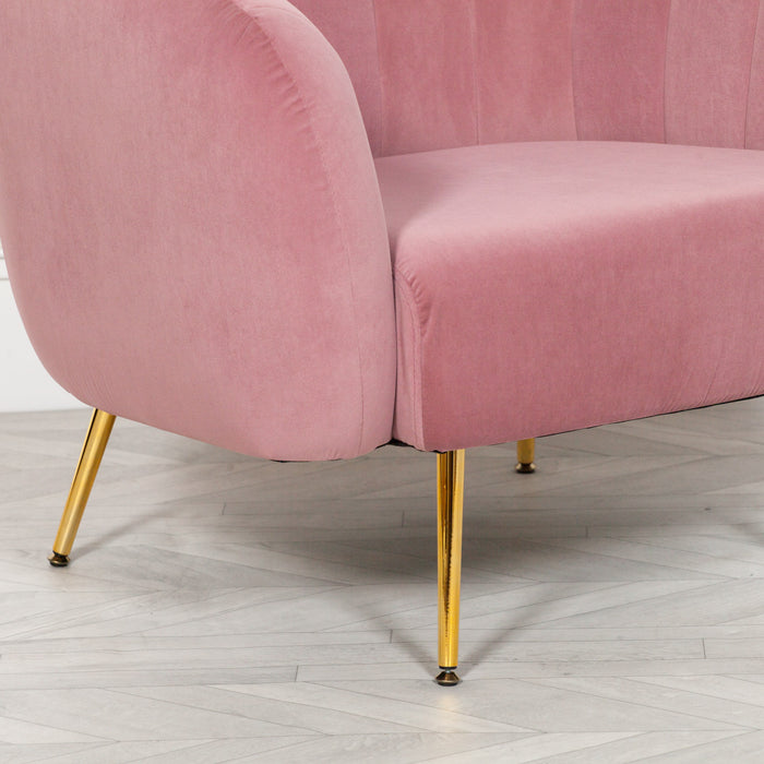 Pink Velvet Armchair with Gold Legs - Modern Home Interiors