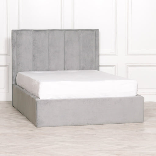 Grey Velvet 5'0" King Size Bed Frame - Modern Home Interiors