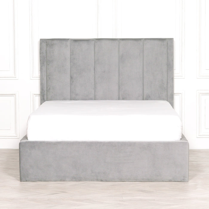 Grey Velvet 5'0" King Size Bed Frame - Modern Home Interiors