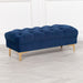 Blue Velvet Buttoned Ottoman Stool with Gold Legs - Modern Home Interiors