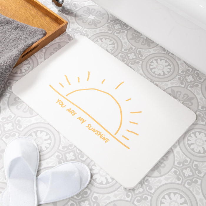 Artsy Mats You Are My Sunshine White Stone Non Slip Bath Mat - Touch Dry