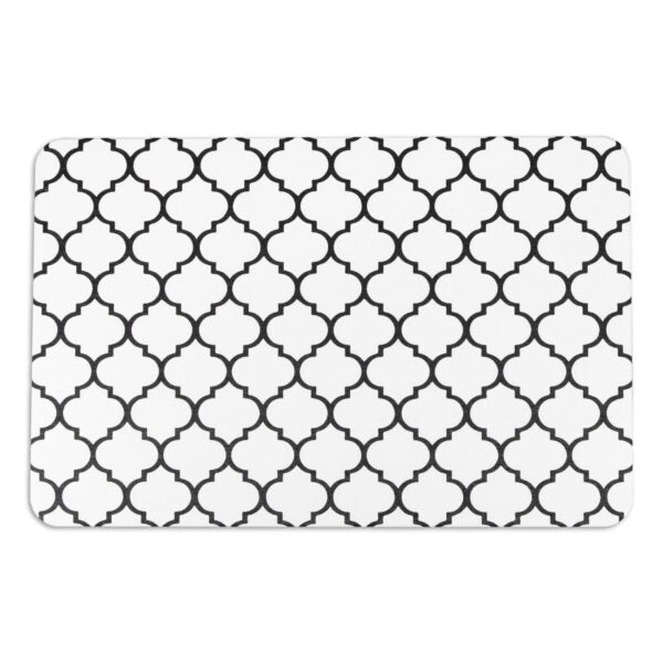 Artsy Mats Black Trellis White Stone Non Slip Bath Mat - Touch Dry