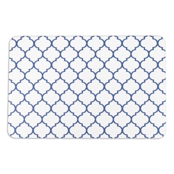 Artsy Mats Blue Trellis White Stone Non Slip Bath Mat - Touch Dry