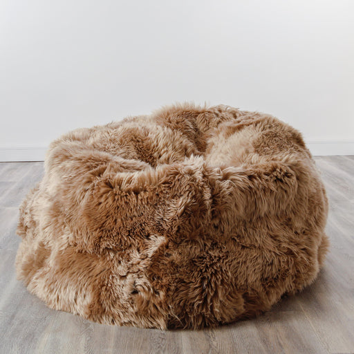 Luxury XXL Soft Thick Pile Sheepskin Beanbag - Light Brown - Modern Home Interiors