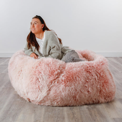 Luxury XXL Soft Thick Pile Sheepskin Beanbag - Pink - Modern Home Interiors