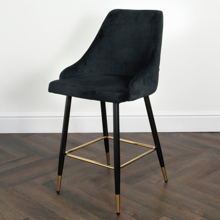 Chesterfield Button Back Gold Detail Velvet Kitchen Bar Stools (Set of 2)