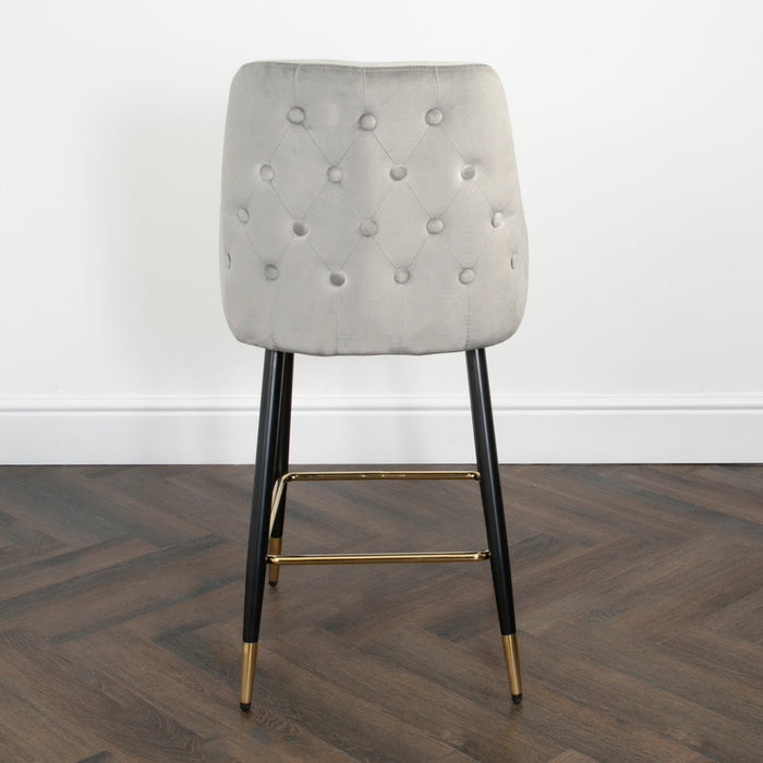 Chesterfield Button Back Gold Detail Velvet Kitchen Bar Stools (Set of 2)