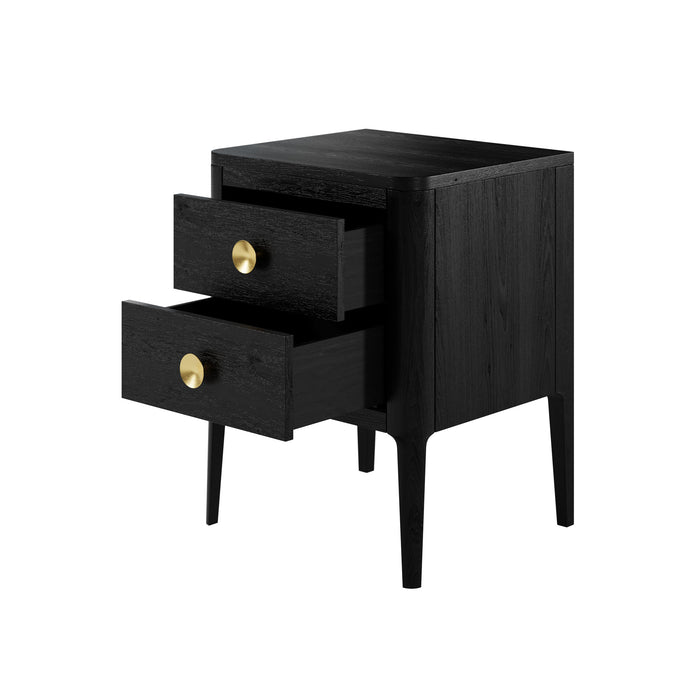 Abberley Bedside | Black 2 Drawer