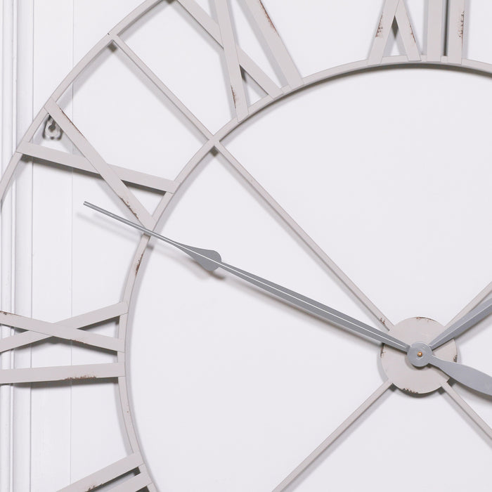 Pale Grey / Off White 110cm Vintage Metal Wall Clock