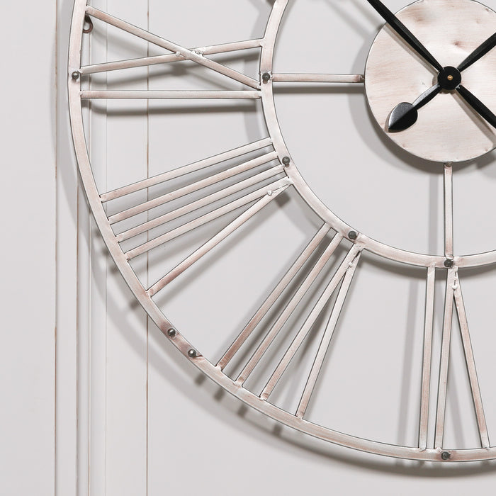 Vintage Silver 92cm Wall Clock