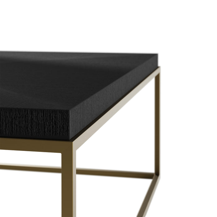 Norton Black Square Hand-Cut Ridge Coffee Table Brass Trim