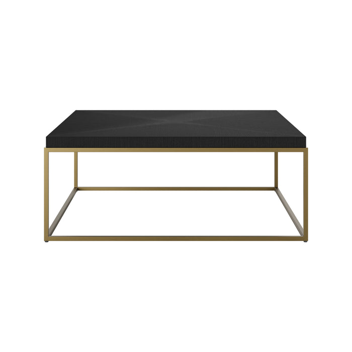 Norton Black Square Hand-Cut Ridge Coffee Table Brass Trim